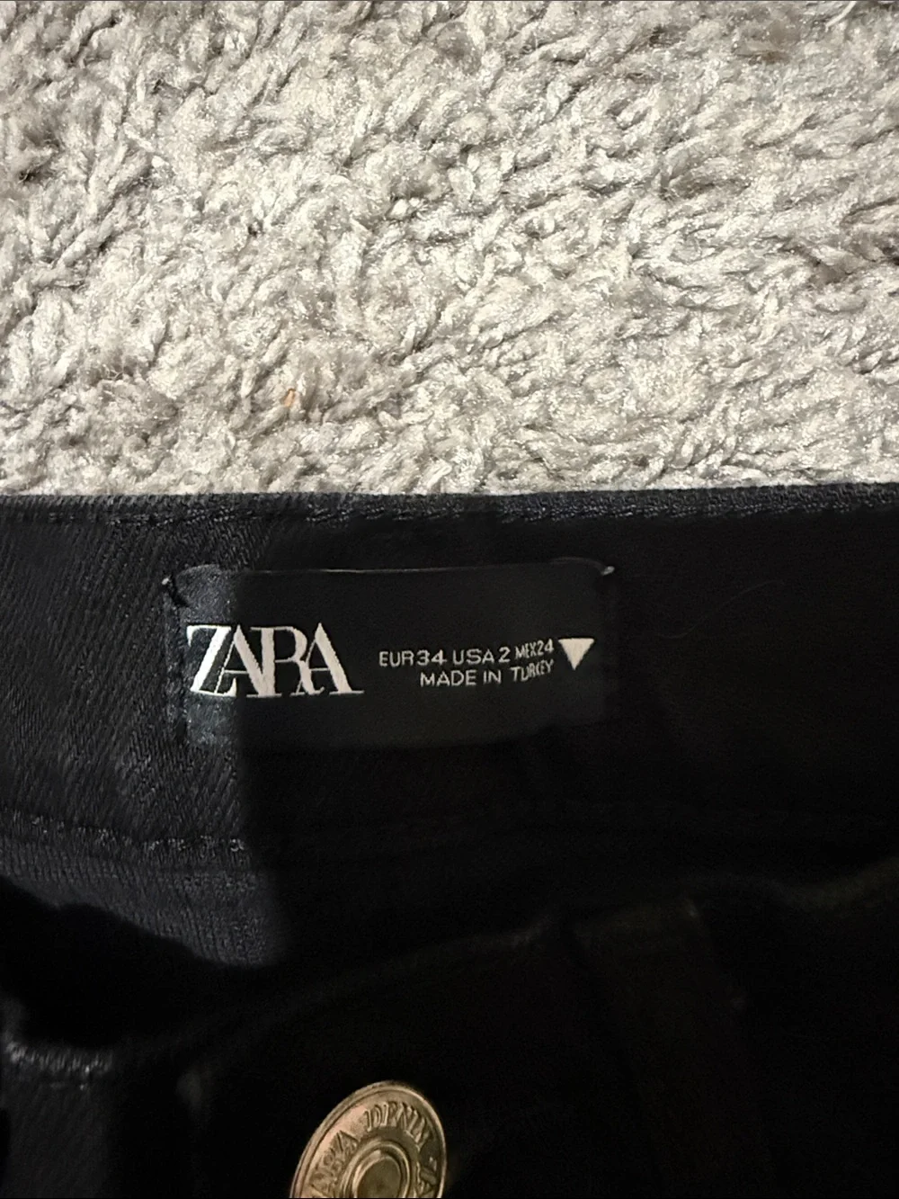 Zara Black Split-Hem Straight Leg Jeans 2 Denim